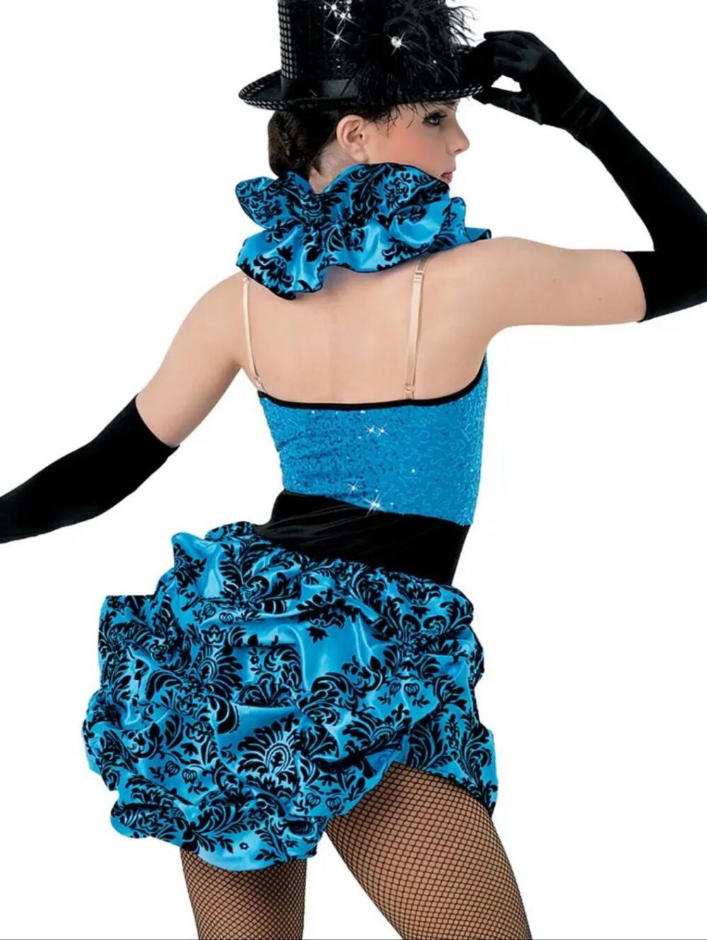 Weissman Girls LC Black & Blue Sequin Ruffle Halter Jazz Dance Costume